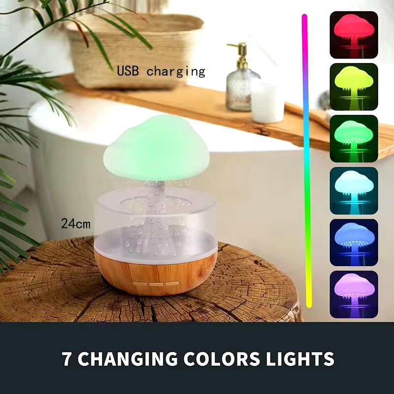 Creative Raindrop Humidifier Cloud Rain Colorful Mushroom Lamp Cloud Humidifier Gradient Colorful Atmosphere Lamp